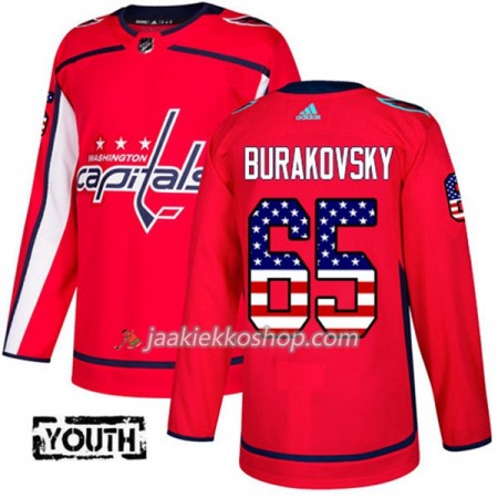Lapsille NHL Washington Capitals Pelipaita Andre Burakovsky 65 Adidas 2017-2018 Punainen USA Flag Fashion Authentic
